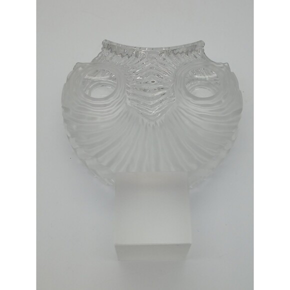 Vintage Xavier Melendez Modern Glass Owl Large Heavy Glass  Vtg Xavier Melendez Signed Glass Owl Face Large Heavy Glass Art  DAMAGED